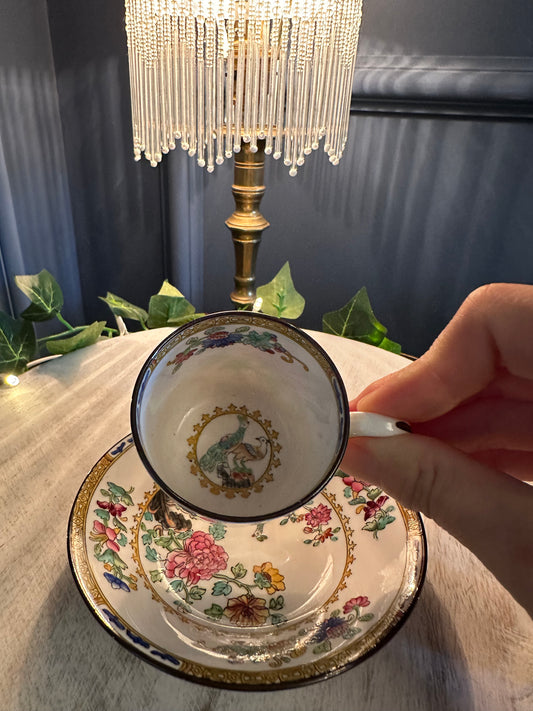 Vintage Spode Copelands China Teacup & Saucer – Bird & Floral Design – England