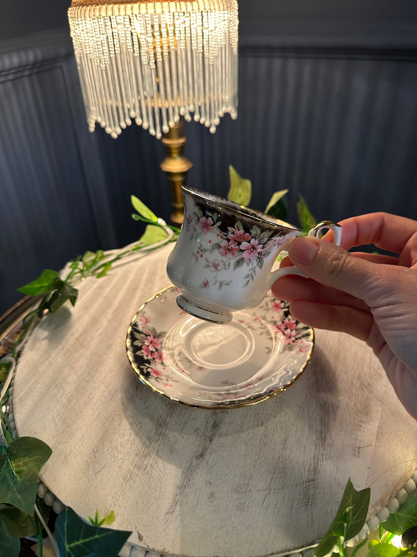 Royal Albert Bone China Teacup & Saucer – Royal Choice Series – Pink Floral Gold Trim – England