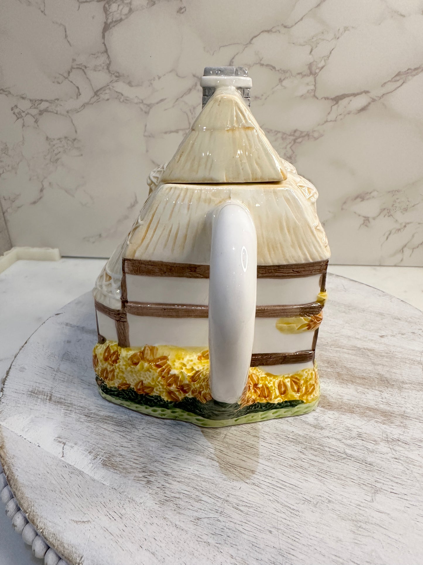 The Village “Autumn Cottage” Teapot by Annie Rowe – Handpainted Ceramic Collectible