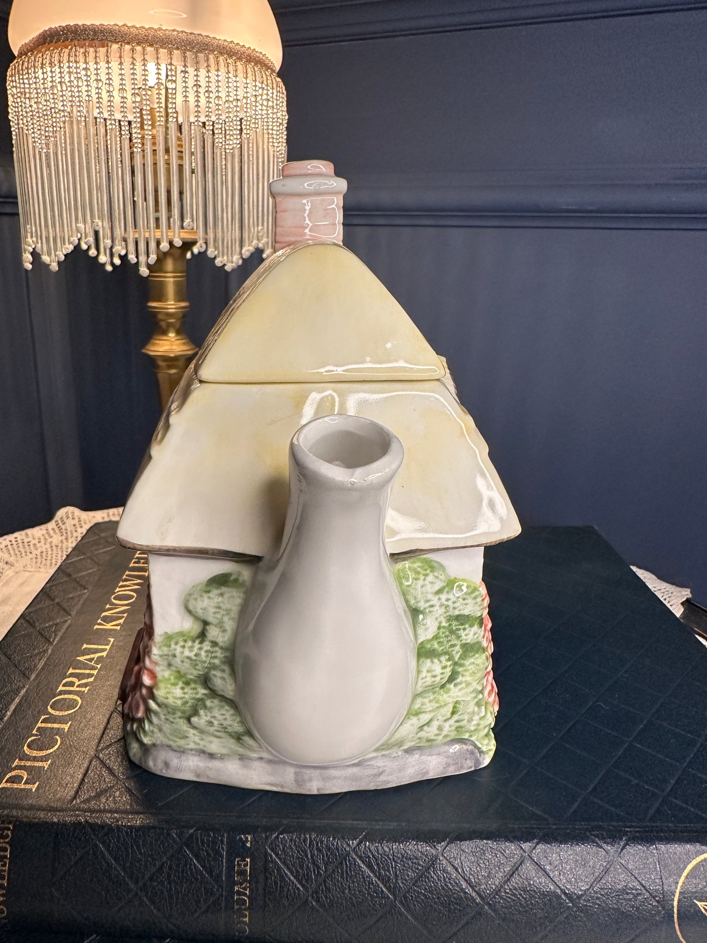 The Village “Summer Cottage” Teapot by Annie Rowe – Hand-Painted Ceramic Collectible