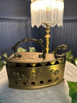 Victorian Brass Coal Iron With Handle Ornate Decoration
