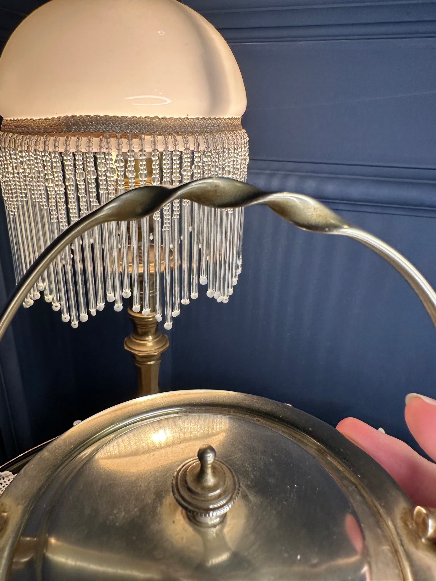 Vintage Art Deco Ceramic Biscuit Barrel with EPNS Lid & Handle