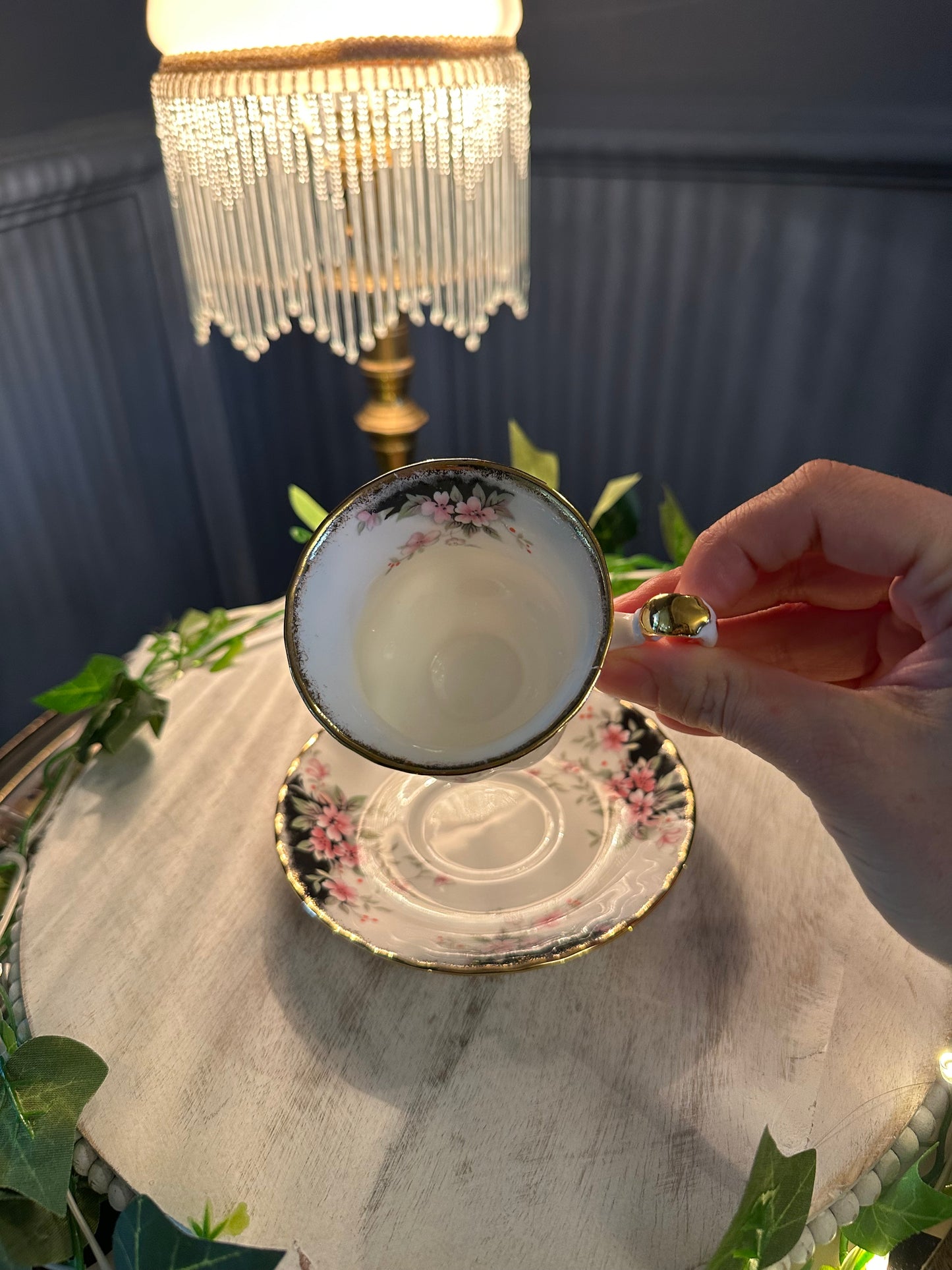 Royal Albert Bone China Teacup & Saucer – Royal Choice Series – Pink Floral Gold Trim – England