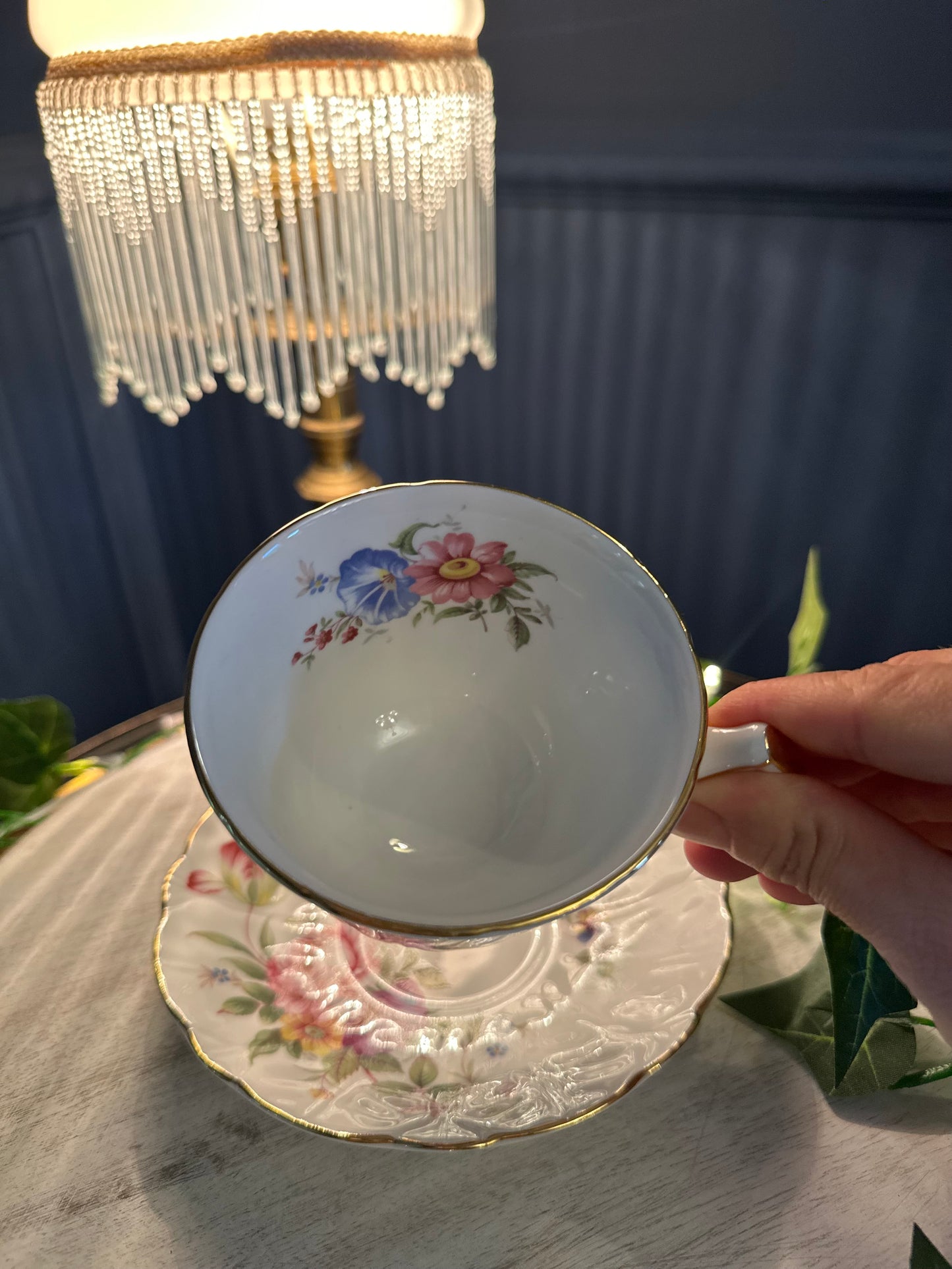 Vintage Aynsley Fine Bone China Teacup & Saucer – Floral Gold Trim – Made in England