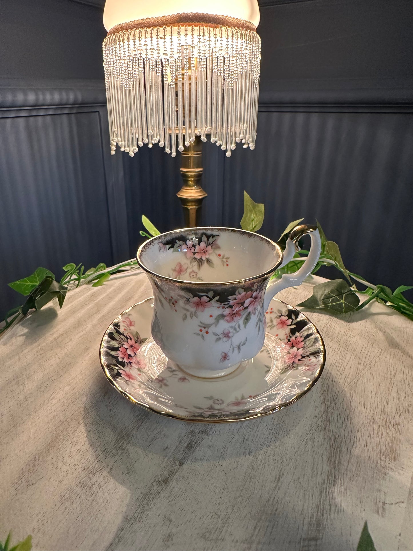Royal Albert Bone China Teacup & Saucer – Royal Choice Series – Pink Floral Gold Trim – England
