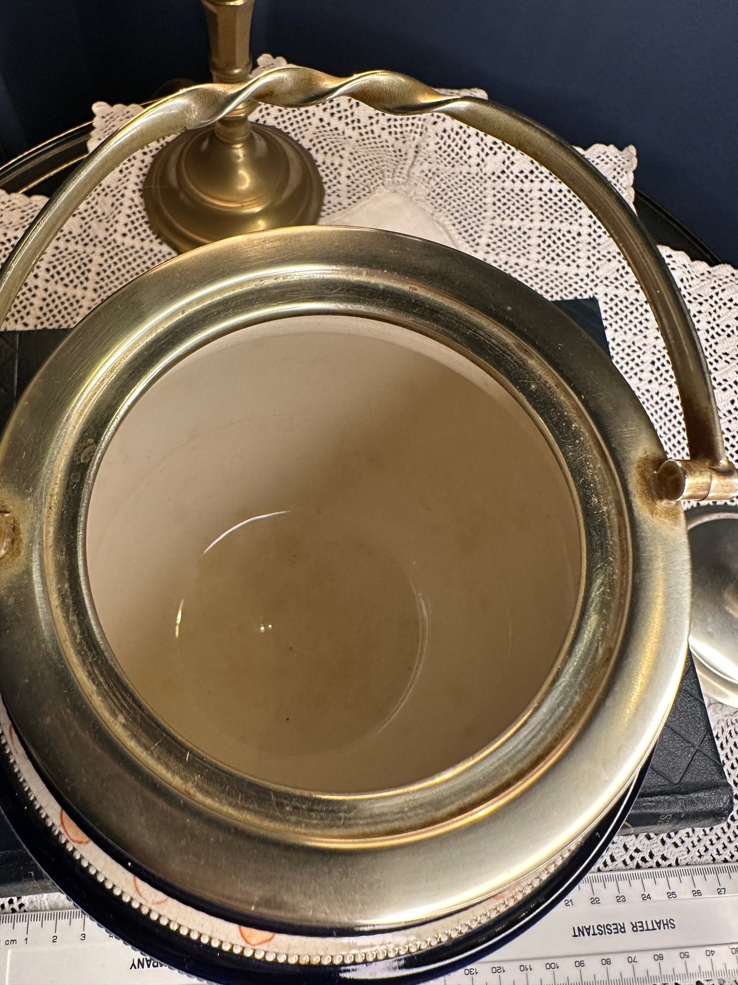 Vintage Art Deco Ceramic Biscuit Barrel with EPNS Lid & Handle