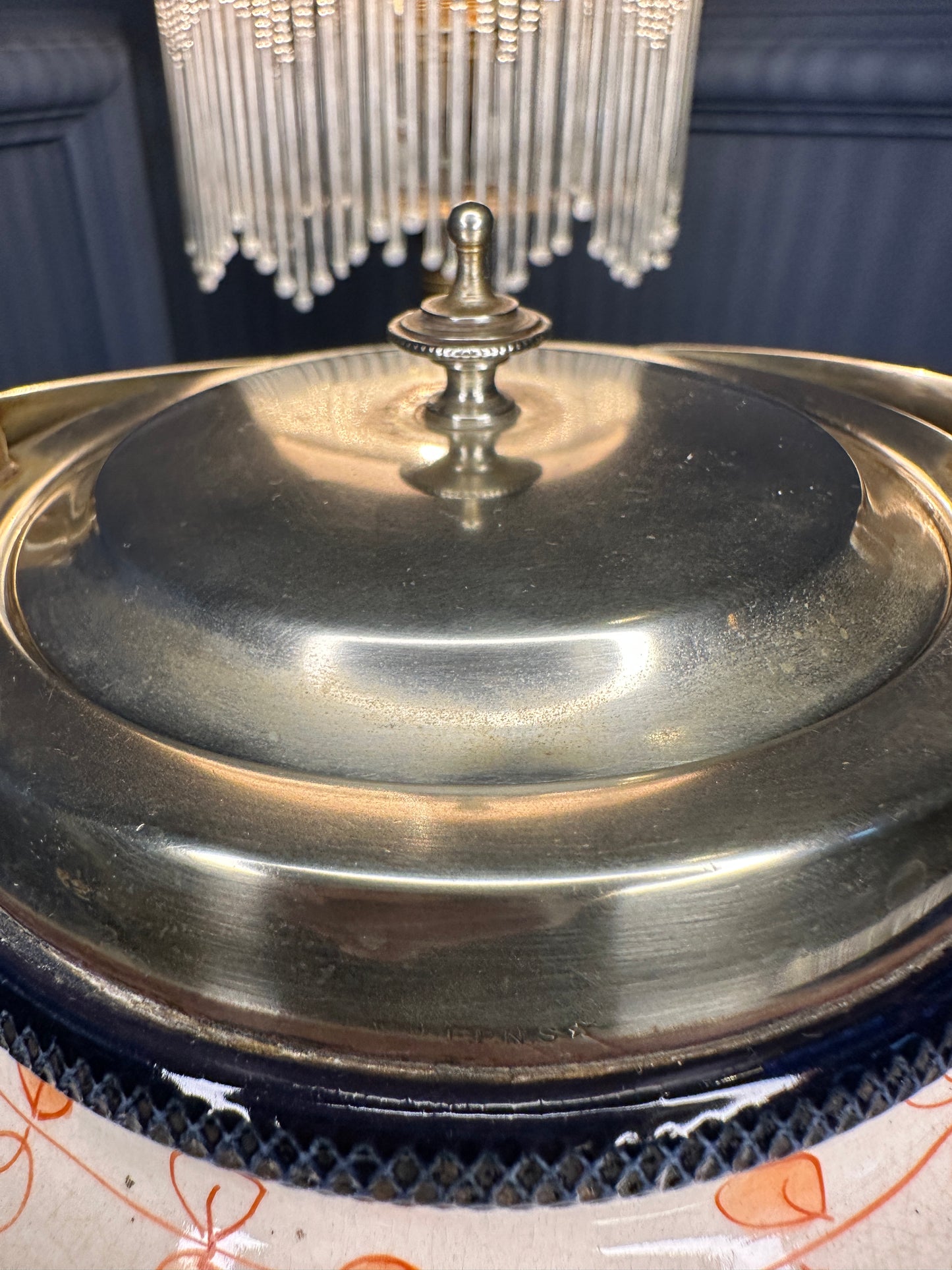 Vintage Art Deco Ceramic Biscuit Barrel with EPNS Lid & Handle