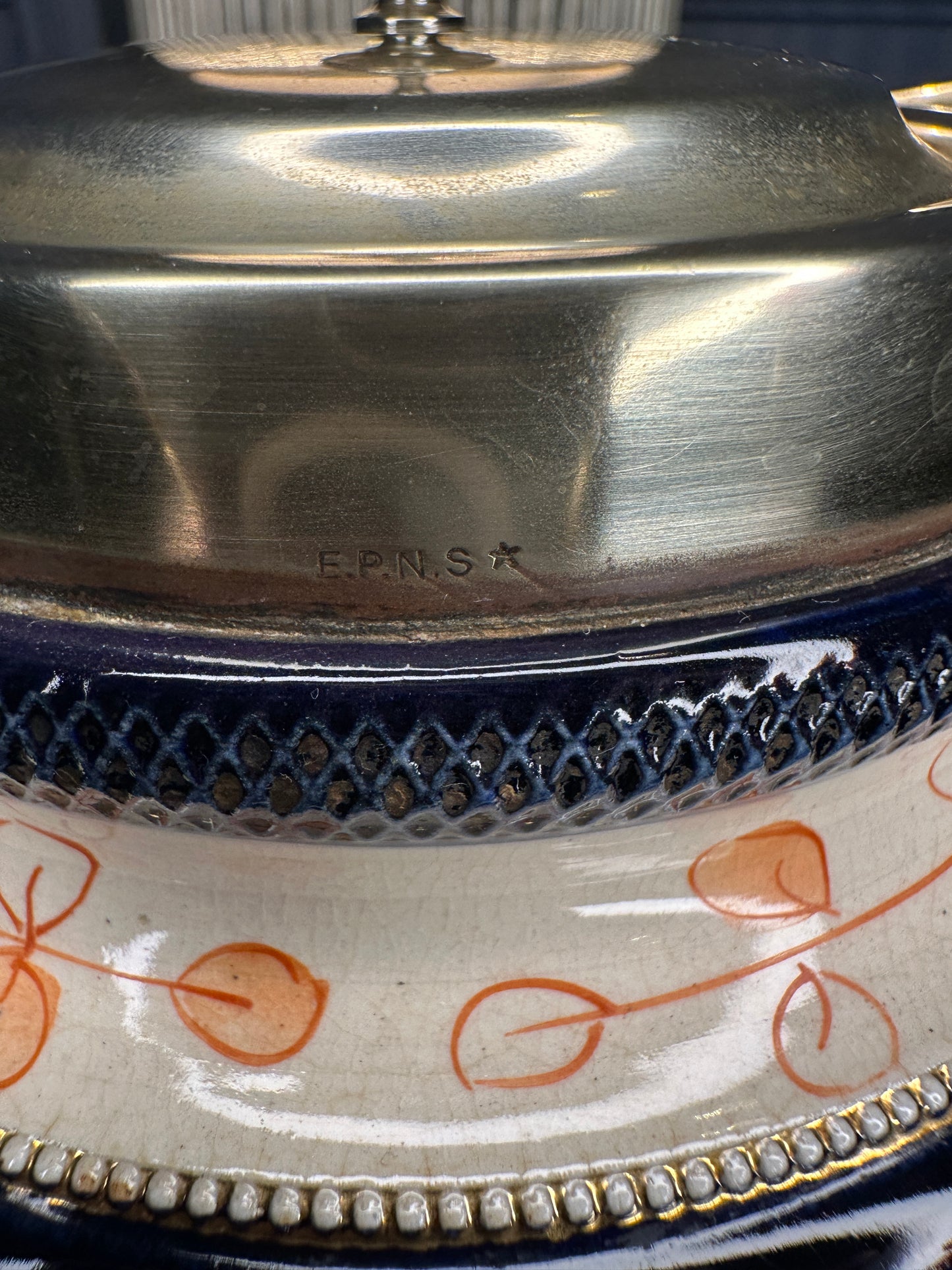 Vintage Art Deco Ceramic Biscuit Barrel with EPNS Lid & Handle