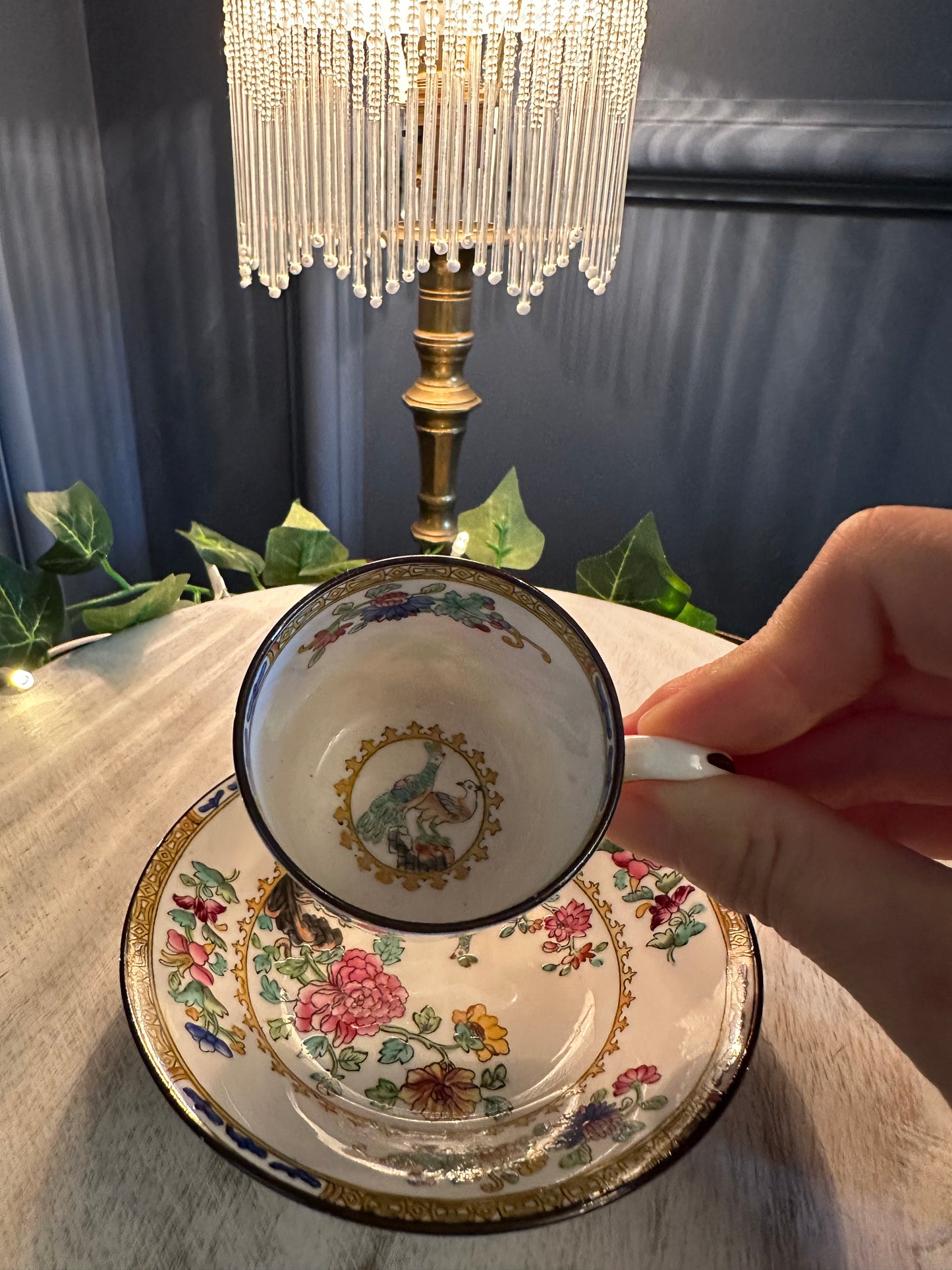 Vintage Spode Copelands China Teacup & Saucer – Bird & Floral Design – England