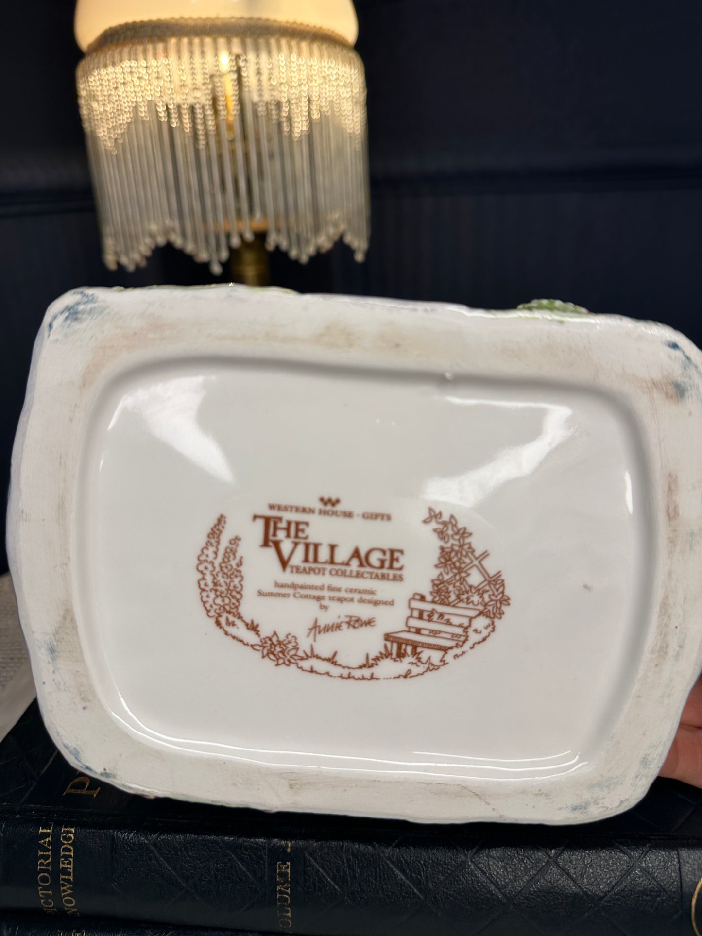 The Village “Summer Cottage” Teapot by Annie Rowe – Hand-Painted Ceramic Collectible