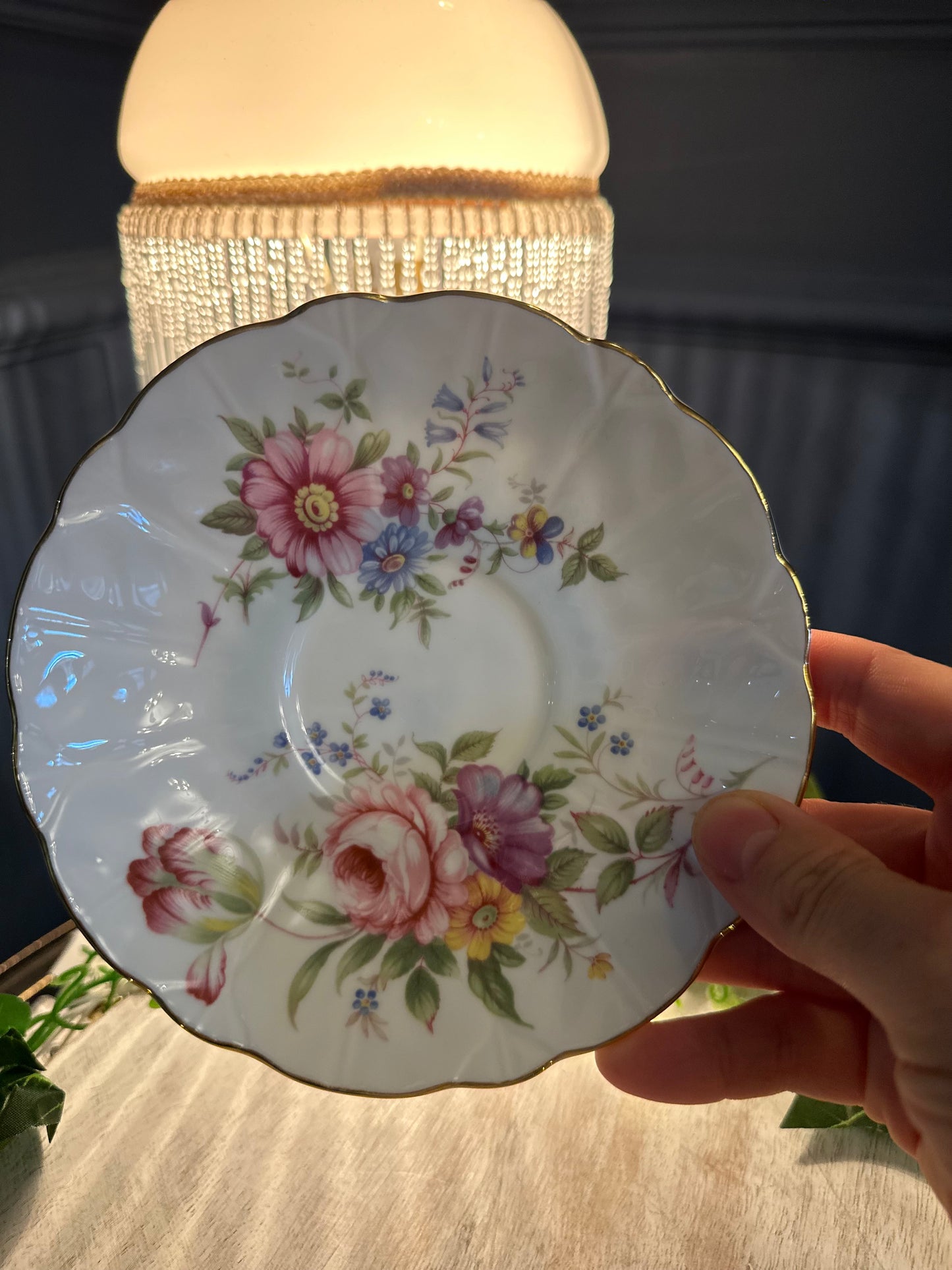 Vintage Aynsley Fine Bone China Teacup & Saucer – Floral Gold Trim – Made in England