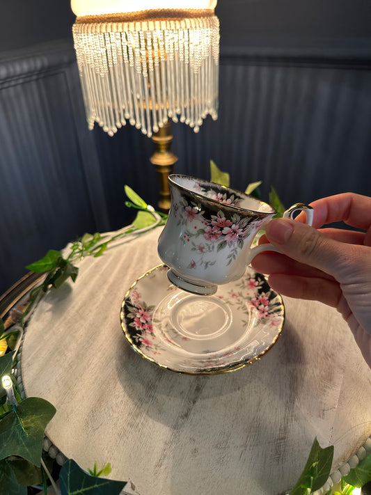 Royal Albert Bone China Teacup & Saucer – Royal Choice Series – Pink Floral Gold Trim – England