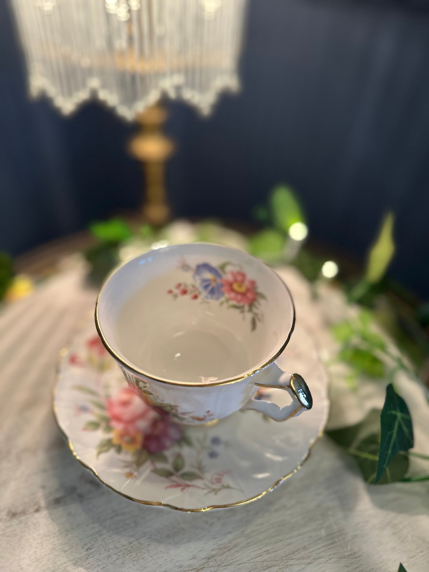 Vintage Aynsley Fine Bone China Teacup & Saucer – Floral Gold Trim – Made in England