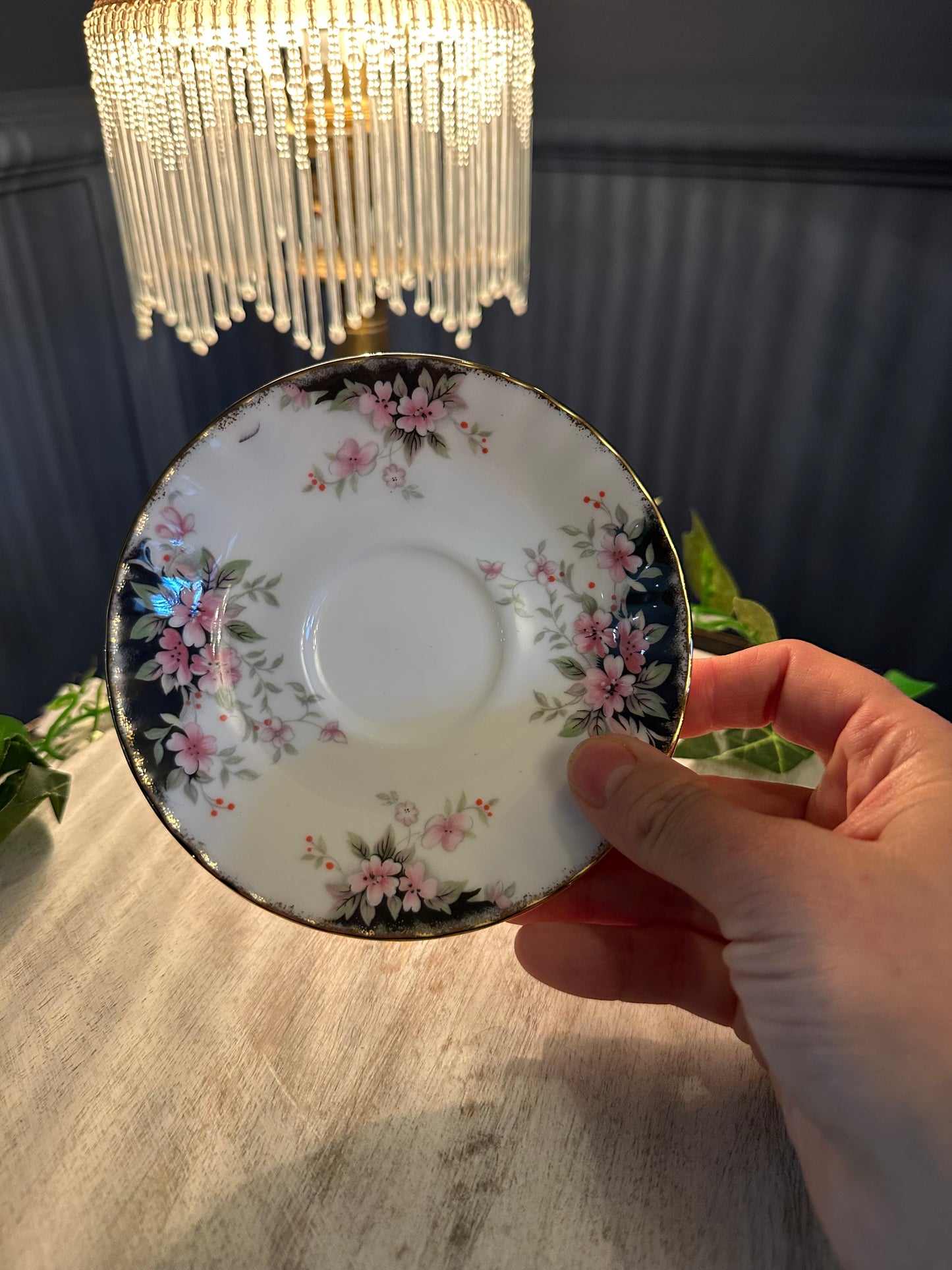 Royal Albert Bone China Teacup & Saucer – Royal Choice Series – Pink Floral Gold Trim – England